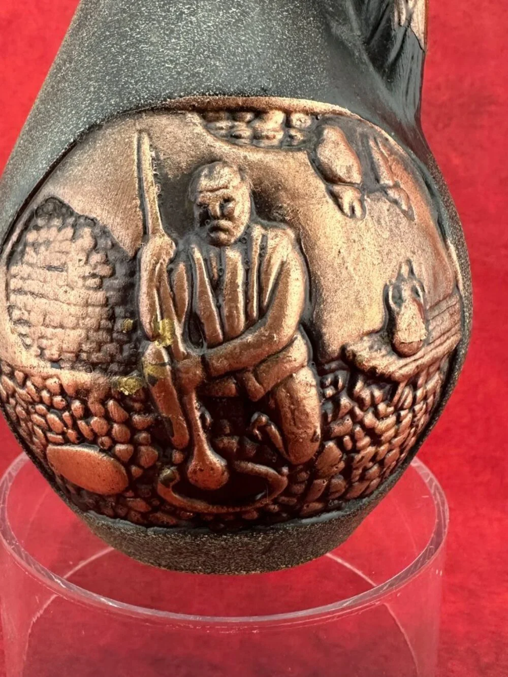 VINTAGE GEORGIAN  CERAMIC CLAY WINE BOOTLE/DECANTER VESSEL HANDCRAFTED, EMPTY